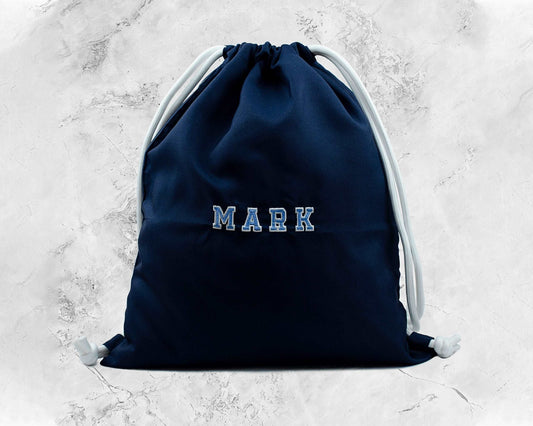 Personalised Drawstring Bag in Blue