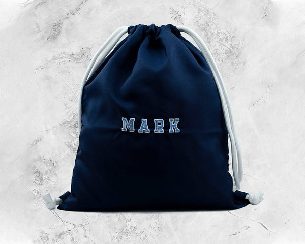 Personalised Drawstring Bag in Blue APG Personalised