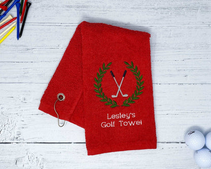 Golf Set of Personalised Embroidered Golf Shoe Bag, Embroidered Towel and Golf Ball and Tee Storage Bags