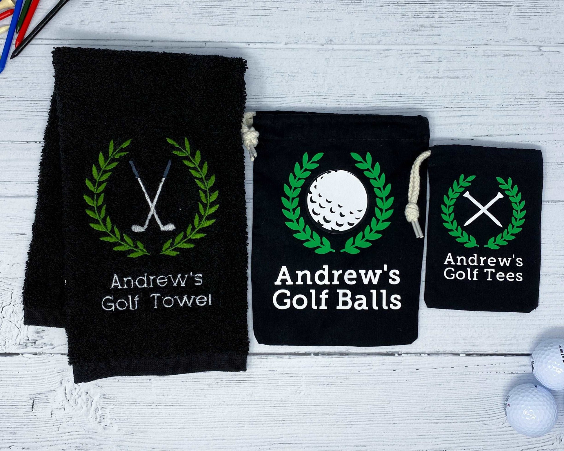 Personalised Golf Bags & Towel Set