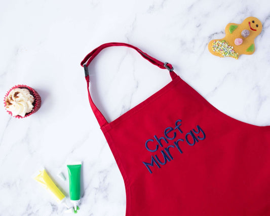 Personalised Kids Apron in Red