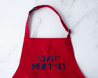 Personalised Kids Apron in Red